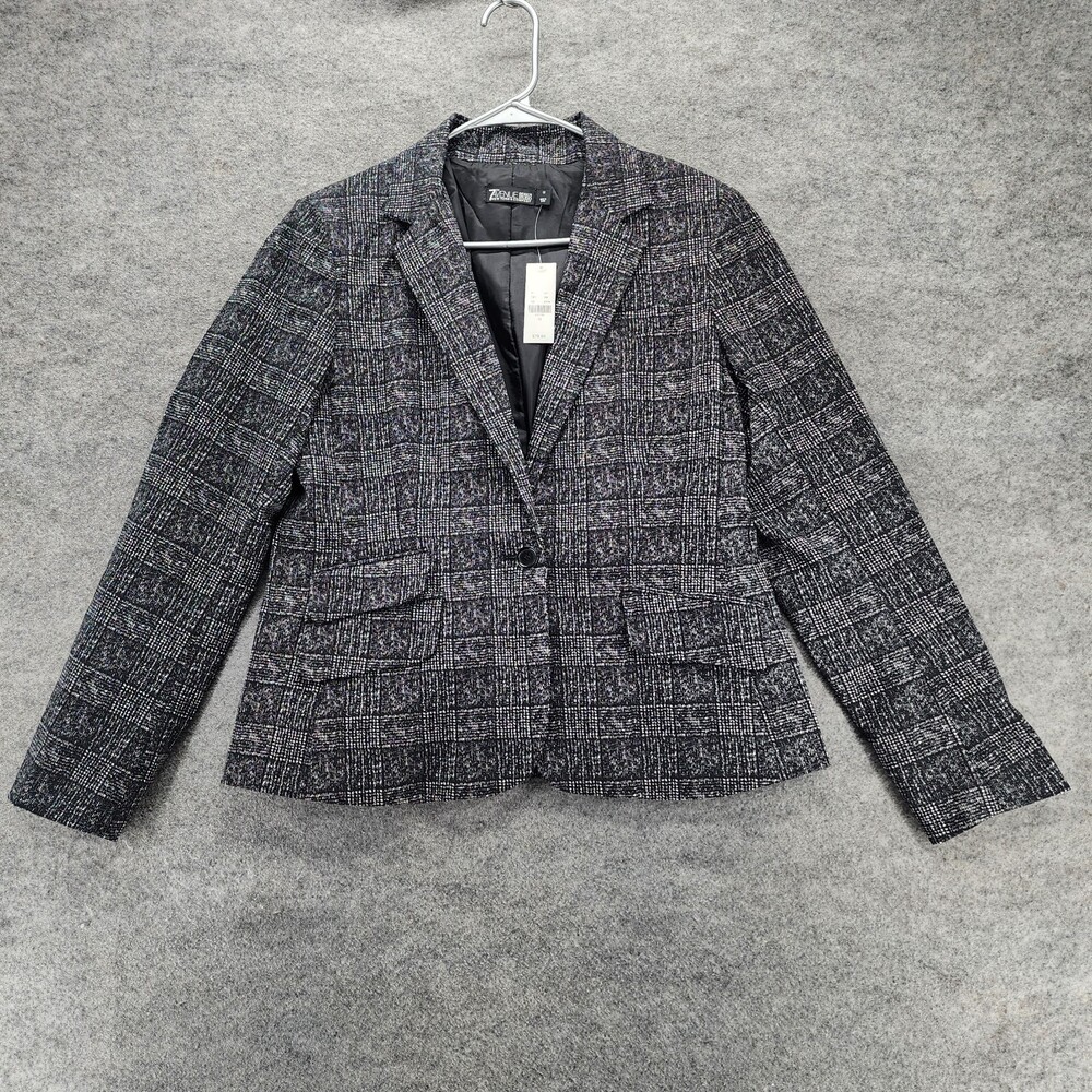 7th Avenue Design Studio Blazer Womens 12 One Button Gray NY & Co